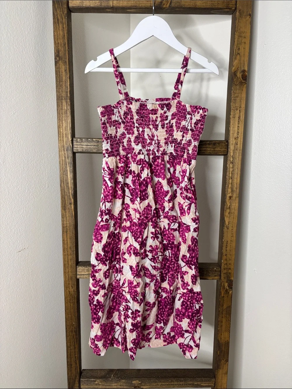 Old Navy Pink Floral Smocked Sundress for Girls Size M